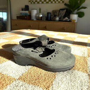 MEPHISTO GREY BLUE CLOG SLIP ON BOHO VINTAGE SHOES WOMENS SIZE 36